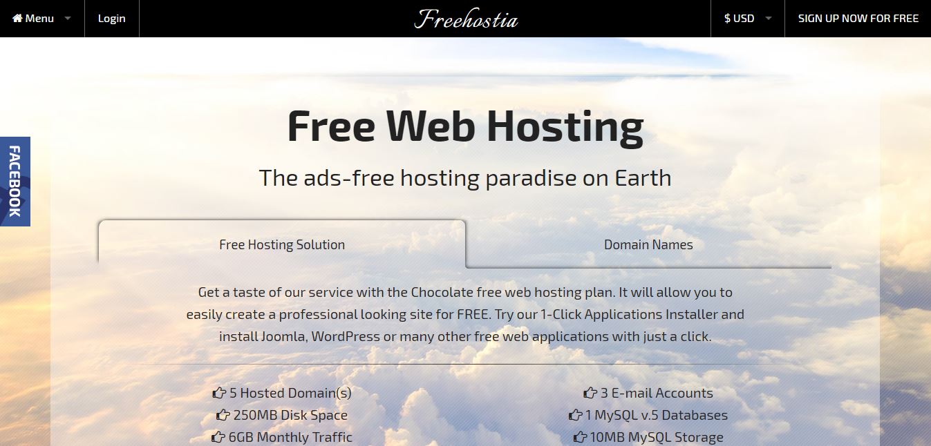 Hosting miễn phí Freehostia