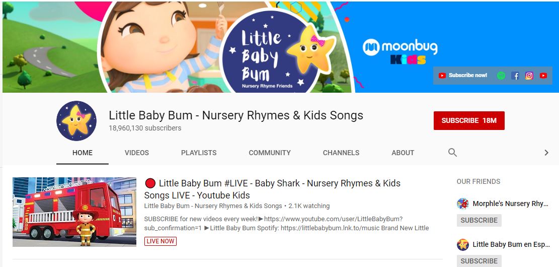 Little Baby Bum là một Kênh Youtube hay cho trẻ em