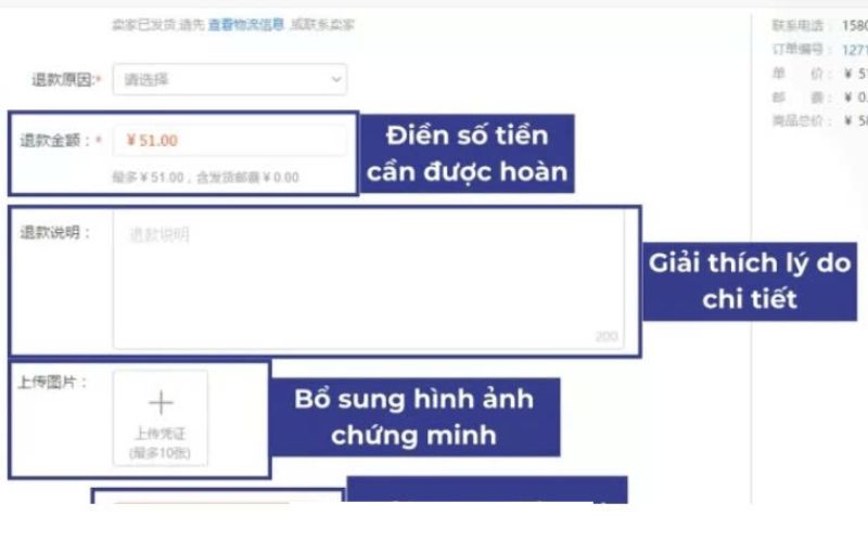 Nhập số tiền và điền đầy đủ thông tin