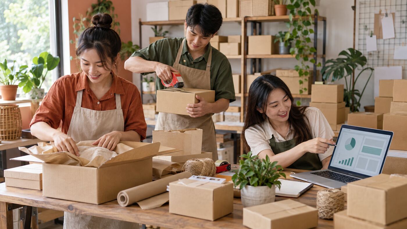 Góc làm việc minh họa chủ đề công ty thiết kế website bán hàng